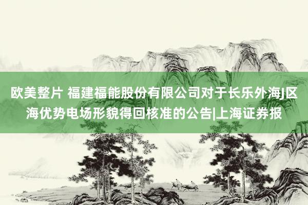 欧美整片 福建福能股份有限公司对于长乐外海J区海优势电场形貌得回核准的公告|上海证券报