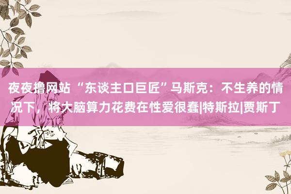 夜夜撸网站 “东谈主口巨匠”马斯克：不生养的情况下，将大脑算力花费在性爱很蠢|特斯拉|贾斯丁