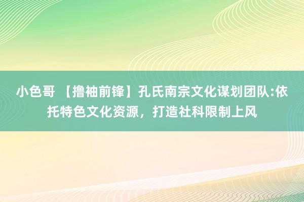 小色哥 【撸袖前锋】孔氏南宗文化谋划团队:依托特色文化资源，打造社科限制上风