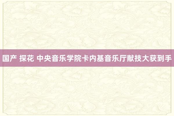 国产 探花 中央音乐学院卡内基音乐厅献技大获到手