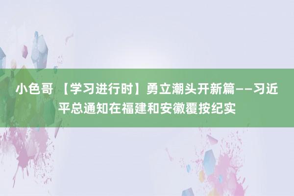 小色哥 【学习进行时】勇立潮头开新篇——习近平总通知在福建和安徽覆按纪实