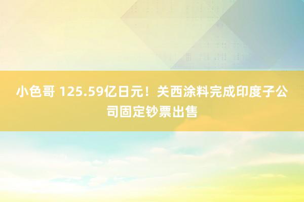 小色哥 125.59亿日元！关西涂料完成印度子公司固定钞票出售