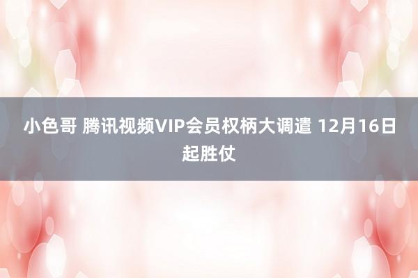 小色哥 腾讯视频VIP会员权柄大调遣 12月16日起胜仗